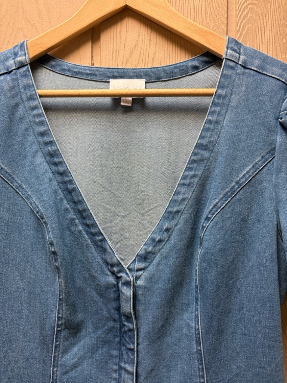 Sugarlips Blue Denim V-Neck Mini Dress - Picture 3 of 13